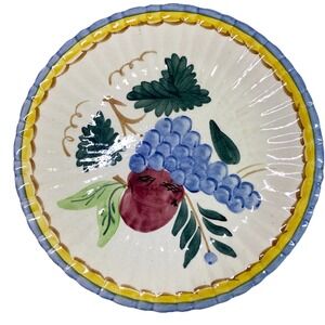 Stangl Pottery Vintage USA Hand-painted Fruit & Flowers 9"Plate Cream/Green/Blue